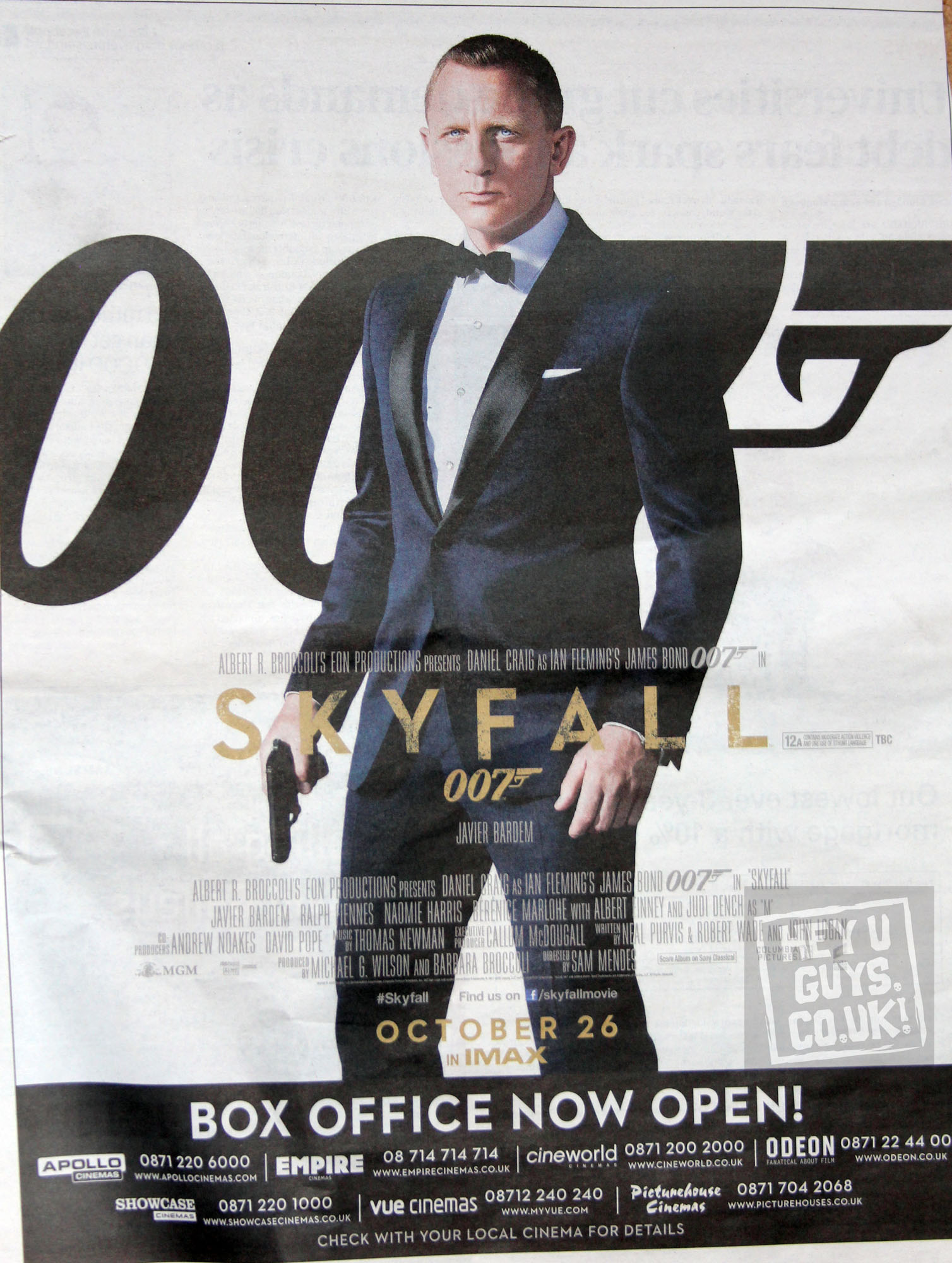 Skyfall Poster - Daniel Craig as James Bond - HeyUGuys
