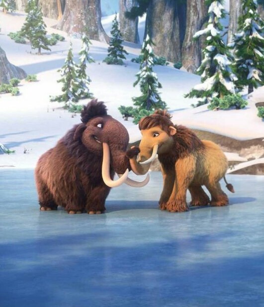 Okay, in ice age, the baby's mom is nearly dead in a river. 