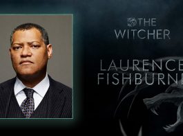 Laurence Fishburne on a promo card for The Witcher