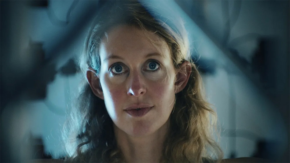 Elizabeth Holmes close-up in A24 documentary Close-up of Elizabeth Holmes in You Can See Everything